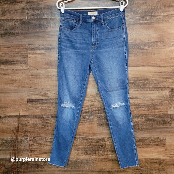 Madewell Jeans 30 Roadtripper 10" Knee Rip Edition Lewis Wash J7936 Raw Hem - Picture 1 of 12
